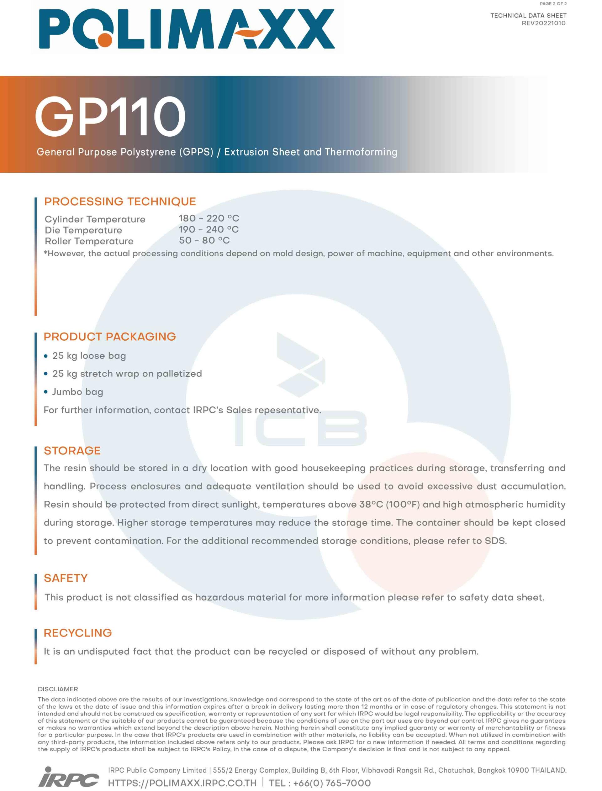Hạt nhựa PS GPPS GP110 - Polimaxx, IRPC Thái Lan