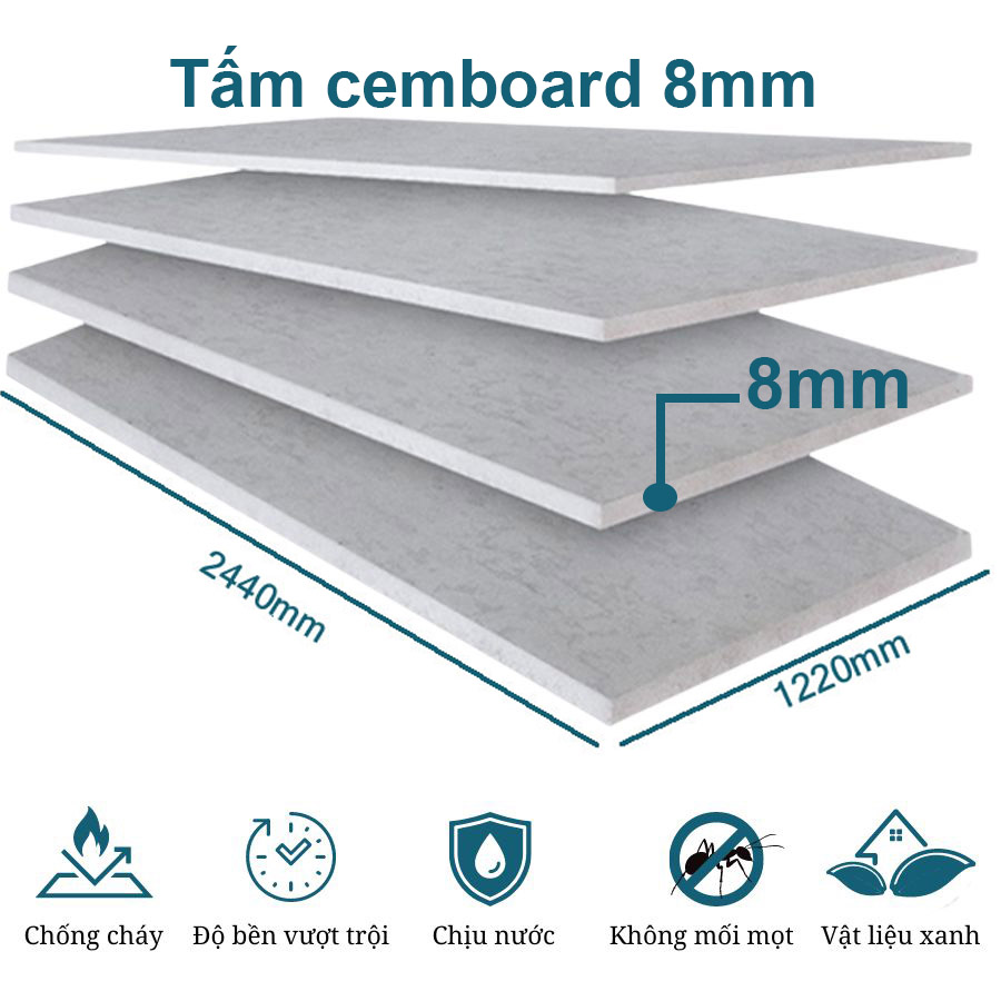 Tấm cemboard 8mm